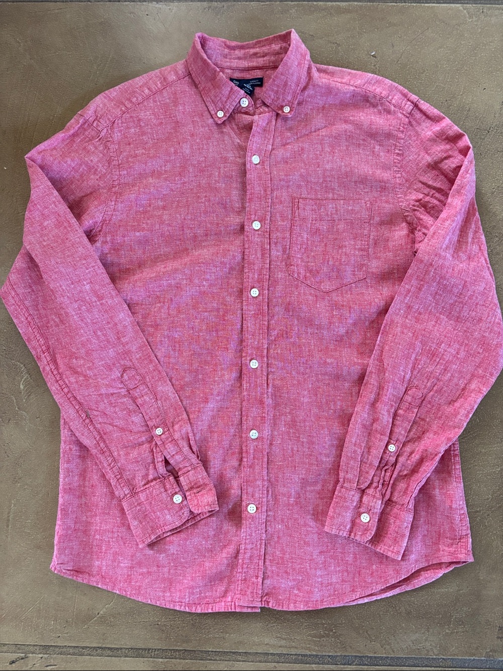 GAP Linen Cotton Men’s MEDIUM Button-Down Shirt in Pink Heather